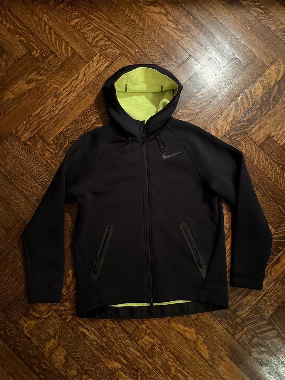 Nike Men’s Dri Fit Tech Fleece Black Scuba Zip-Up Hoodie Sweatshirt Size L